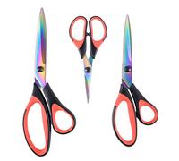 Scissors Set, Titanium-Coated All-Purpose Craft Fabric Scissors for Adults, Multipack Office & School Stationery Sharp Shears with Ergonomic Grips (Red & Black)