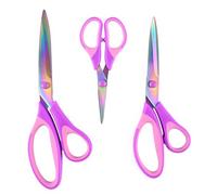 Scissors Set, Titanium-Coated All-Purpose Craft Fabric Scissors for Adults, Multipack Office & School Stationery Sharp Shears with Ergonomic Grips (Purple & Pink)