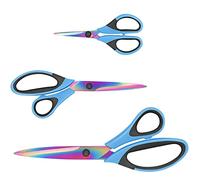 Scissors, Sharp Titanium Blades, Soft Grip Handle, Multi-Purpose Scissors Set of 3 Suitable for Families, Office, and School Use, Blue Black