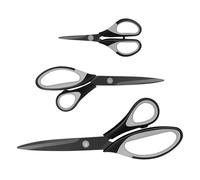 Scissors, Sharp Titanium Coating Blades, Soft Grip Handle, Multi-Purpose Scissors Set of 3 Suitable for Families, Office, and School Use, Black Grey