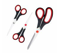 Scissors Stationery Paper Small Scissors Easy Grip Soft Grip Handle Stainless Steel Ultra Sharp Titanium Coating Blade Comfortable Household Kitchen Herb Arts Craft Tailor Sewing School Office 3 PCS