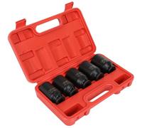 SCITOO 1/2 5PCS Drive Deep Impact Axle Hub Socket Set,Axle Nut Hub Impact,6 Point,30mm-36mm(30mm,32mm,34mm,35mm,36mm)