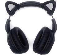 sciuU Decorative Cute Pink Cat Ears for Headphones, Decoration compatible with Headset HypreX Cloud/II/Flight, Lovely Kitty Adjustable Attachment Straps for Vedio Live Gaming Headsets - Black + Grey