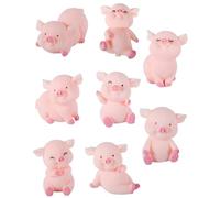 SCJJZ 8 pieces small lucky pigs, lucky pigs, mini pigs, 3.5 cm, lucky charm, table decoration, exam, lucky dolls, for DIY crafts, cake decoration, fairy garden decoratino