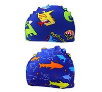 SCJJZ Children's Swimming Cap, Children's Pool Cap, Baby Pool Cap, Girls' Swimming Cap with Earflaps Cozy for Boys and Girls Fabric Hat (Monsters & Sharks)
