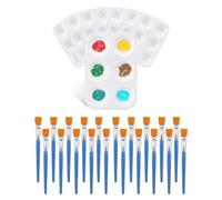 SCJJZ Pack of 20 Brushes and 8 Pieces Mixing Palette, Children's Painting Set, 6 Grids Mixing, Rectangular White Painting Palette, Plastic Watercolour Palette for Artists, Watercolours, Acrylic, Oil