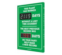 SCK119 Digi-Day2 Electronic Scoreboard,"This Plant HAS Worked Days Without A Lost TIME Accident - The Best Previous Record was Days - DO Your Part! Help Make A New Record"