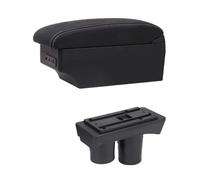SCKCPNHNPP For Citroen C2 For C3 Car Armrest Box Storage Box Double Layer Interior Charging USB Led Retrofit Parts Car Armrest Cushion(E1 Black Line)