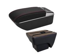 SCKCPNHNPP For Seat For Ibiza 6j 6L 2017-2025 2024 2023 2022 2021 2020 Car Armrest Box Storage Box Retrofit Interior Accessories Car Armrest Cushion(D1 Black red No USB)