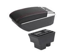 SCKCPNHNPP For Skoda For Fabia For Roomster Car Armrest Box Interio Special Center Storage Box USB LED Retrofit Parts Car Armrest Cushion(B1 style red line)