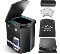 Sckee 2025 Upgraded XL Portable Toilet for Adults,16.5'' Tall Camping Toilet with Lid and Convenient Carry Bag, Portable Potty for Camping, Hiking, Car Travel,Truck, RV, Boating, Road Trips, Beach