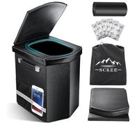 Sckee 2025 Upgraded XL Portable Toilet for Adults,16.5'' Tall Camping Toilet with Lid and Convenient Carry Bag, Portable Potty for Camping, Hiking, Car Travel,Truck, RV, Boating, Road Trips, Beach