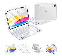 SCKIQUEN Keyboard Case for iPad Air 13 inch (M3/M2, 2025/2024) & iPad Pro 12.9 inch (6th/5th/4th/3rd Gen), Wireless Bluetooth Keyboard with Multi-Touch Trackpad & Pencil Holder & 360° Rotation, White