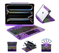 SCKIQUEN Keyboard Case for iPad Pro 13 inch (M5/M4, 2025/2024), iPad Pro 13 inch Keyboard Case with Multi-Touch Trackpad & 360° Rotation & Pencil Holder, Purple