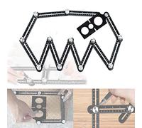 SCKUBMF Multi-Angle Measuring Ruler, Aluminium Alloy, 17.5cm x 25cm, Folding, Black