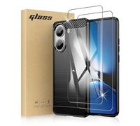 SCL Case and Screen Protector for POCO X7 Pro, 2 Tempered Glass and Case [Black], Carbon Fibre Effect Gel Grip Protection Cover [Anti Scratch][Anti Collision]
