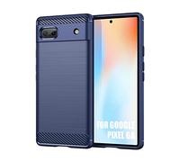 SCL Case for Google Pixel 6a - Anti-Slip Brushed Texture with Carbon Fiber Design, Shockproof Protective Soft TPU Cover for Google 6a - Blue