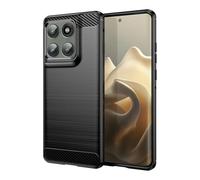 SCL Phone Case for Motorola Edge 60 Pro - Anti-Slip Brushed Texture with Carbon Fiber Design, Shockproof Protective Soft TPU Cover - Black