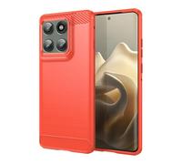 SCL Phone Case for Motorola Edge 60 Pro - Anti-Slip Brushed Texture with Carbon Fiber Design, Shockproof Protective Soft TPU Cover - Red