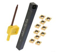 SCLCR1010H06 Tool Holder with 10PC CCMT060204 Carbide Inserts for Lathe Turning, Steel, Stainless Steel and Cast Iron, External Tool