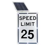 SCLGQUEI 18" x 24" Solar Powered LED Flashing Speed Limit Sign - Engineer Grade Reflective Aluminum, Weatherproof for Outdoor Use (5 MPH)