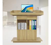 SCLGQUEI Walnut Wood Lectern Podium with Storage Platform - Solid Church Pulpit and Speaking Stand for Sermons, Presentations and Public Events