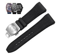 SCLHouiX 28mm Nylon Genuine Leather Silicone Watch band Black Blue Folding Buckle Watch Strap For Franck Muller V45 Series Watchbands