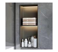 SCLHouiX Wall Niche Shower Stainless Steel With LED Light, Embedded Shower Niche, Shower Niche Wall Insert, No Tile Needed For Bathroom Kitchen,Grey-70x28x12.5cm