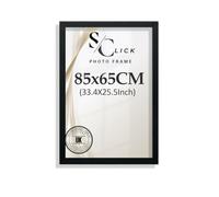 SCLICK 85x65cm Poster Frame Handmade Black Photo Frame with HD Perspex and Hanging Hooks Wall Mounted Display Painting, Certificates, Jigsaw, Puzzle and Favourite Memories (33x25inch)