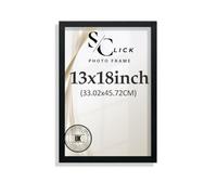 SCLICK Premium Black 13x18inch Picture Frame Durable MDF Wood with Clear Perspex Front | Wall Mount Display | Sleek Modern Design for Photos, Certificates, Artwork, Posters & Home Office Decor
