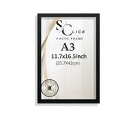 SCLICK Premium Black A-3 Picture Frame Durable MDF Wood with Clear Perspex Front | Wall Mount Display | Sleek Modern Design for Photos, Certificates, Artwork, Posters & Home Office Decor