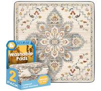 SCLOSE Washable Pee Pad for Dogs 2 Pack, 36" x 36" Reusable Puppy Pads Waterproof Dog Rugs, Super Absorbent, Leakproof, Dog Crate Pad, Playpen Mat, Whelping Pads, White Medallion