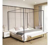 SCMTY Thickened Spiral Connection Style Design Metal Canopy Bed Frame Post for King Size Stainless Steel 4 Corner Bed Mosquito Net Bracket (Type-2 Black, King)