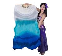 SCMYZLYD Ribs Dance Props Fans， 1 Pair SilkVeil Fan Left Right Women Long Folding Fans Worship Praise Dancing Party Stage Performance Props(Yellow,120cm Children 1pair)