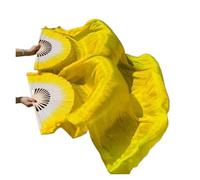 SCMYZLYD Ribs Dance Props Fans， 1 Pair SilkVeil Fan Left Right Women Long Folding Fans Worship Praise Dancing Party Stage Performance Props(Brown,180cm Adult Hot1pair)