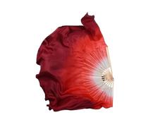 SCMYZLYD Ribs Dance Props Fans， Dual Color Real Silk Bamboo Folk Dance Fan Handmade Belly Dancing Fans Art White Red Gradient Assorted SizeSilk(31cm 30cm)