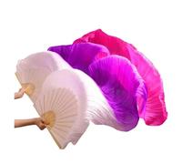 SCMYZLYD Ribs Dance Props Fans， Real Silk Veils 1pc Left Hand+ Right Handmade Dyed Color Performance Practice Dancing Fans(Belly Dance Fans6,3XL 280x90Real Silk)