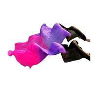 SCMYZLYD Ribs Dance Props Fans， Real Silk Veils 1pc Left Hand+ Right Handmade Dyed Color Performance Practice Dancing Fans(Belly Dance Fans18,S 120x90cmReal Silk)