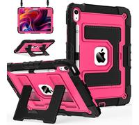 Scnioy Case for iPad (A16) 11th Generation 11 Inch 2025, iPad 10th Generation Case 10.9 Inch 2022, Heavy Duty i Pad Cover 10th Gen with Large Kickstand Pen Holder Shoulder Strap, Black Pink