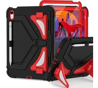 Scnioy for iPad A16 Case, Kids Protective Case for iPad 11th/10th Generation(2025/2022), Shockproof Cover with Multi Angles Kickstand Shoulder Strap Screen Protector 11/10.9 Inch, BlackRed