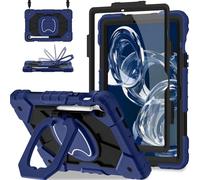 Scnioy Case for Samsung Galaxy Tab S10 Lite / S10 FE / S9 FE 10.9 Inch & Galaxy Tab S9 11 Inch, Rugged Samsung S10 FE Case with Pen Holder 360 Rotating Stand Shoulder Strap Screen Protector,Navy Black