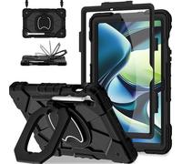 Scnioy Case for Samsung Galaxy Tab S10 Lite / S10 FE / S9 FE 10.9 Inch & Galaxy Tab S9 11 Inch, Rugged Samsung S10 Tablet Case with Pen Holder 360 Rotating Stand Shoulder Strap Screen Protector, Black