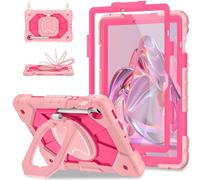 Scnioy Case for Samsung Galaxy Tab S10 Lite/S10 FE/S9 FE 10.9 Inch, Samsung Tab S9 11 Inch, Rugged Galaxy S10 Tablet Cover with Pen Holder 360 Rotating Stand Shoulder Strap Screen Protector, Rosegold