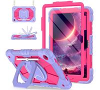 Scnioy for Galaxy Tab A11+ Plus/A9+ Case 11”, Rugged Case for Samsung Galaxy A11 Plus/ A9 Plus Tablet with 360 Rotating Stand Screen Protector Shoulder Strap Pen Holder 2025/2023 Model, Purple Pink
