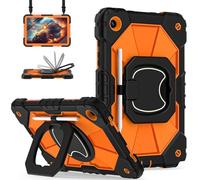 Scnioy for Galaxy Tab A11+ Plus/A9+ Case 11”, Rugged Case for Samsung Galaxy A11 Plus/ A9 Plus Tablet with 360 Rotating Stand Screen Protector Shoulder Strap Pen Holder 2025/2023 Model, Orange