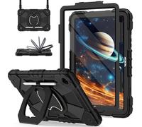 Scnioy for Galaxy Tab A11+ Plus/A9+ Case 11”, Rugged Case for Samsung Galaxy A11 Plus/ A9 Plus Tablet with 360 Rotating Stand Screen Protector Shoulder Strap Pen Holder 2025/2023 Model, Black