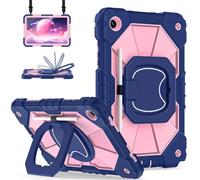 Scnioy for Galaxy Tab A11+ Plus/A9+ Case 11”, Rugged Case for Samsung Galaxy A11 Plus/ A9 Plus Tablet with 360 Rotating Stand Screen Protector Shoulder Strap Pen Holder 2025/2023 Model, Navy Rose