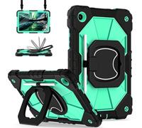 Scnioy for Galaxy Tab A9 Plus/A9+ Case 11”, Rugged Case for Samsung Galaxy A9+ Plus Tablet with 360 Rotating Stand Screen Protector Shoulder Strap Pen Holder, 2023 Model(SM-X210/X216/218), Black Mint