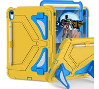 Scnioy for iPad A16 Case, Kids Protective Case for iPad 11th/10th Generation(2025/2022), Shockproof Cover with Multi Angles Kickstand Shoulder Strap Screen Protector 11/10.9 Inch, Yellow Blue