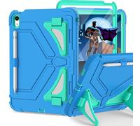Scnioy for iPad A16 Case, Kids Protective Case for iPad 11th/10th Generation(2025/2022), Shockproof Cover with Multi Angles Kickstand Shoulder Strap Screen Protector 11/10.9 Inch, Cyan Mint